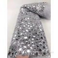 2023 Conception de tissu en dentelle pour robe de mariée africaine tissu en dentelle Gold Big Sequin Tissu